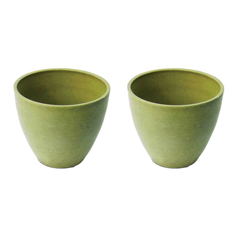 Algreen Round Valencia Indoor and Outdoor Planter and Flower Pot, Green (2 Pack)