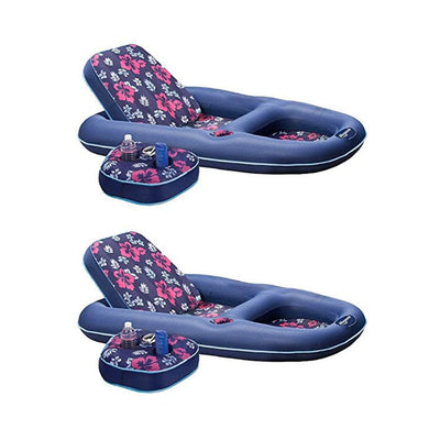 Aqua Leisure Campania Convertible 2 in 1 Pool Float Lounge/Caddy, Navy (2 Pack)