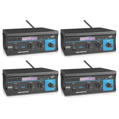 Pyle PCA2 80 Watt Stereo Sound Speaker Amplifier Receiver Audio System (4 Pack)