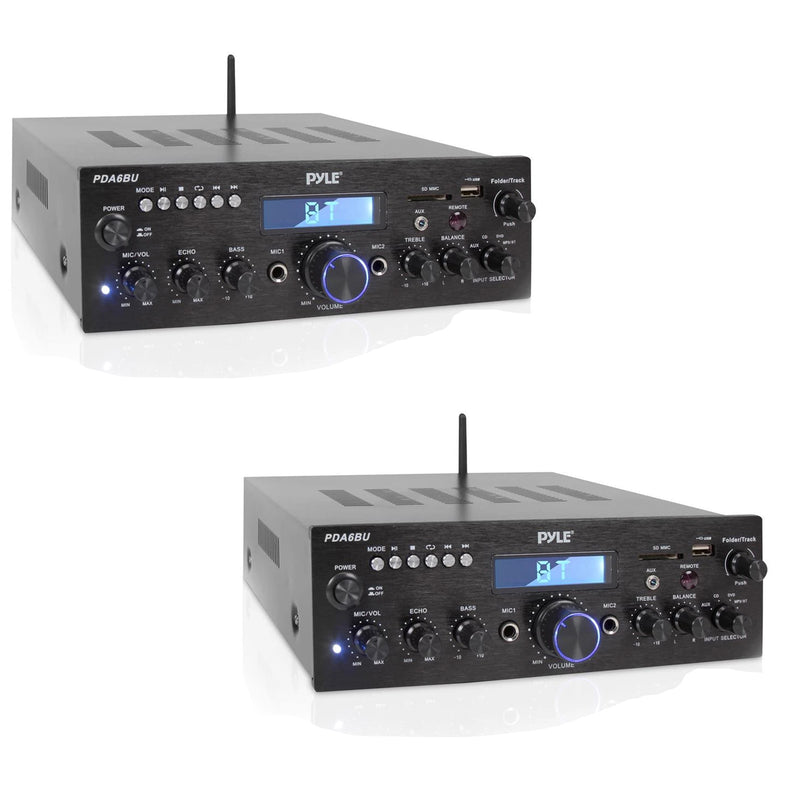 Pyle Compact 200 Watt Bluetooth Home Stereo Amplifier Receiver System (2 Pack)