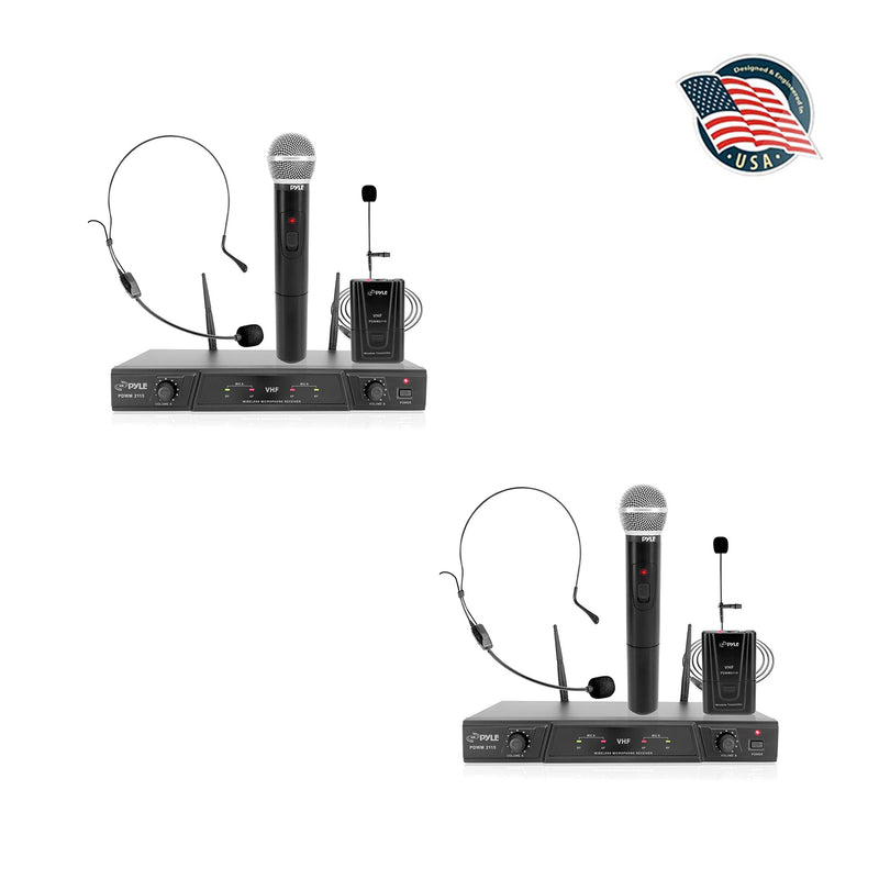 Pyle PDWM2115 VHF 2 Channel Wireless Handheld and Headset Mic Receiver (2 Pack)