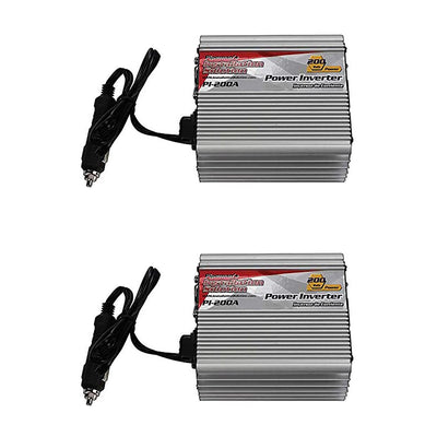 AudioPipe Pipemans 200 Watt Max DC Plug USB 12 Volt Car Power Inverter (2 Pack)