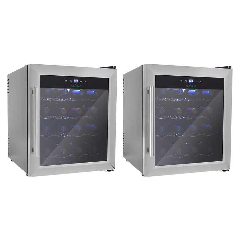 NutriChef Digital Electric 16 Bottle Thermoelectric Wine Chiller Cooler (2 Pack)
