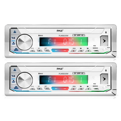 Pyle Bluetooth Wireless In Dash Stereo Radio Single DIN Receiver, White (2 Pack) - VMInnovations