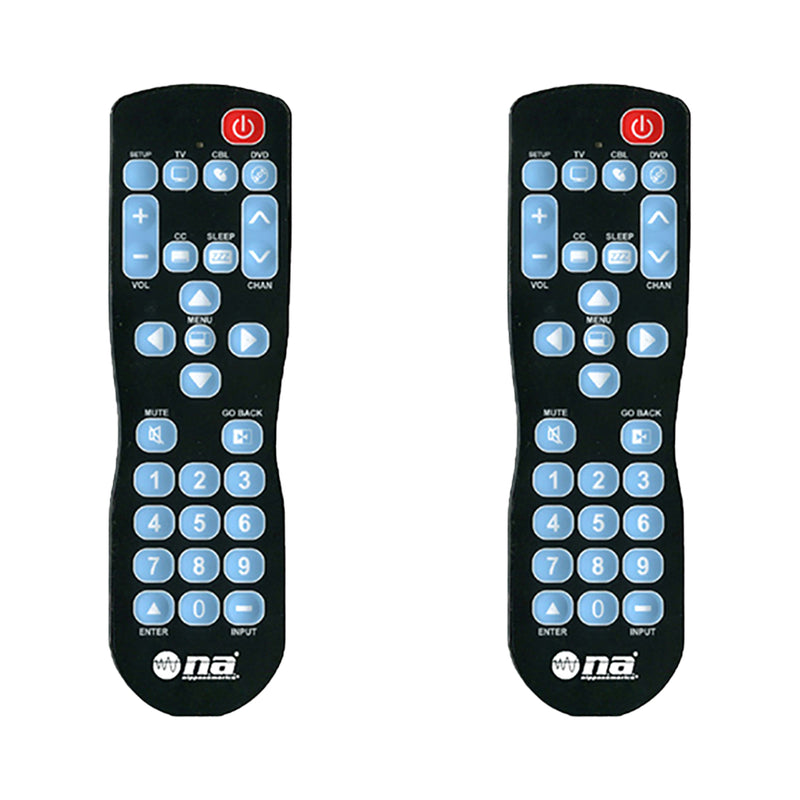 AudioPipe RCN-C931BL NA Video & Audio 1-Wipe Universal TV Remote, Black (2 Pack)