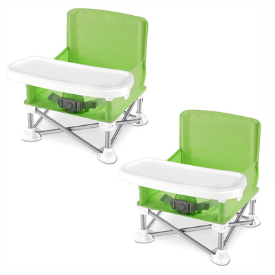 SereneLife Baby Toddler Folding Booster Seat Feeding High Chair, Green (2 Pack)