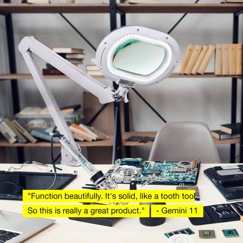Brightech Lightview Pro XL LED Clamp Dimming Magnify Desk Lamp, White (2 Pack)