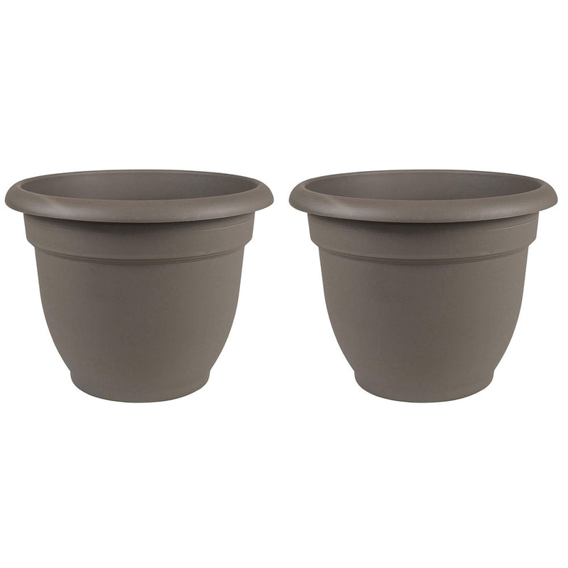 Bloem Ariana 10 Inch Indoor & Outdoor Self Watering Pot, Peppercorn (2 pack)