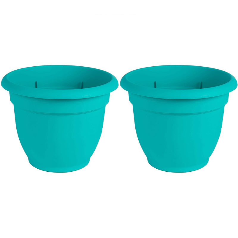 Bloem Ariana 16 Inch Indoor & Outdoor Self Watering Planter Pot, Blue (2 Pack)
