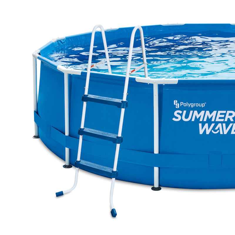 Summer Waves 42 Inch SureStep 3 Step Outdoor Above Ground Swimming Pool Ladder
