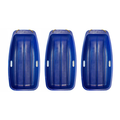 Lucky Bums Kids 35 Inch 1 Person Snow Toboggan Sled w/ Pull Rope, Blue (3 Pack)