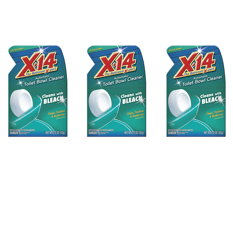 X 14 Automatic Toilet Bowl Deodorizer & Cleaner w/ Chlorine Bleach (3 Pack)