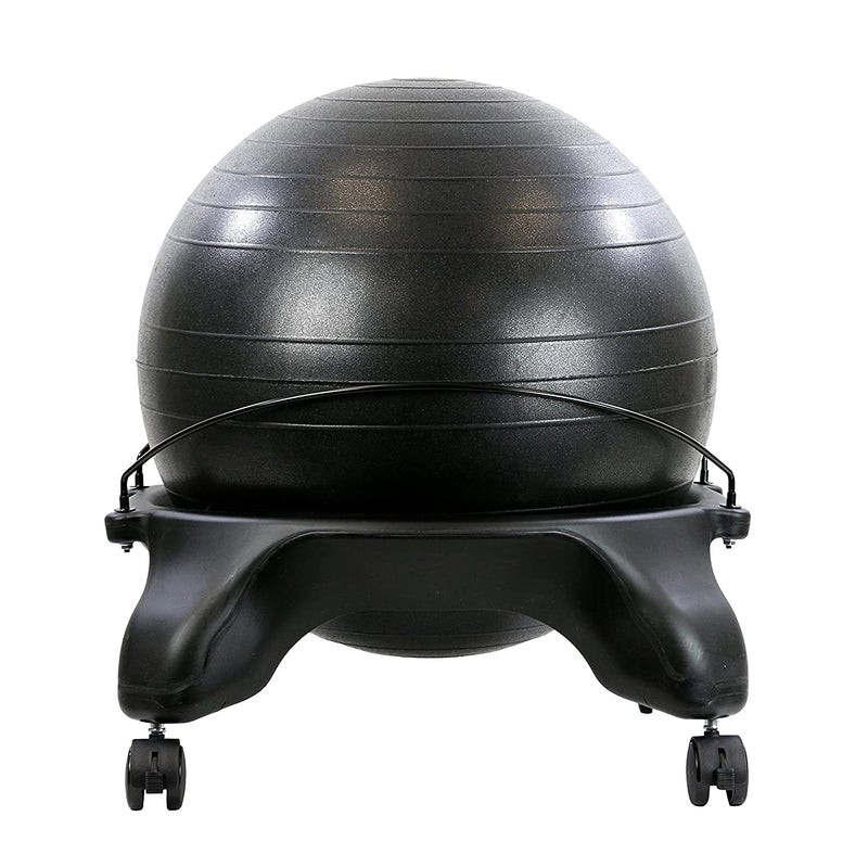 CanDo 30-1796 Backless 22 Inch Plastic Ball Stool with Caster Wheels, Black