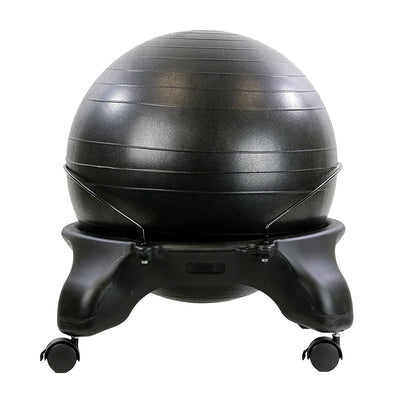 CanDo 30-1796 Backless 22 Inch Plastic Ball Stool with Caster Wheels, Black
