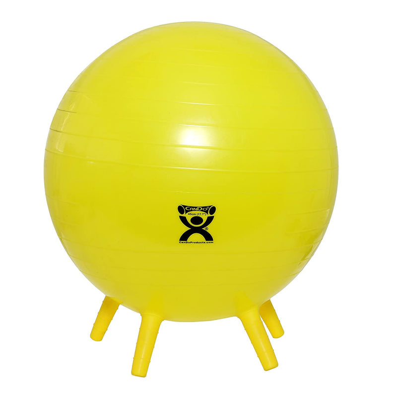 CanDo Inflatable 18 Inch Exercise Ball with Stability Feet and Hand Pump, Yellow