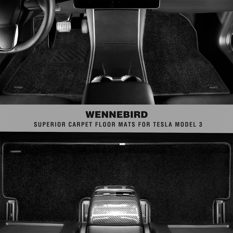 WENNEBIRD Custom Fit Superior Car Floor Carpet Mats for 2017-2022 Tesla Model 3
