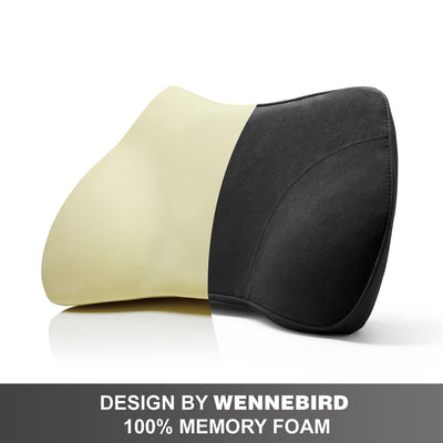 WENNEBIRD Model B Lumbar Memory Foam Pillow to Improve Posture, Black (Used)