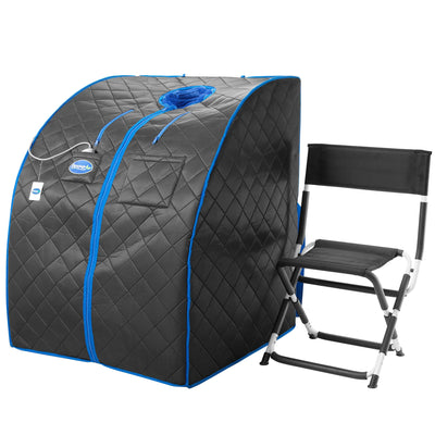 Infrared Portable Therapy Indoor Sauna w/Chair & Heated Footpad, Black (Used)
