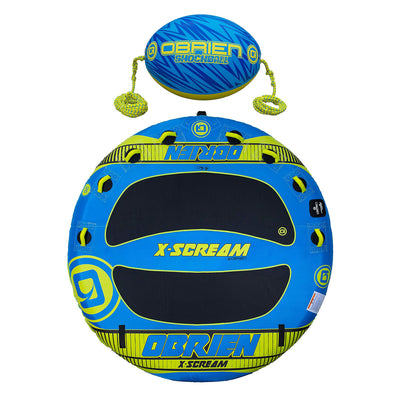O'Brien X-Scream 4 Person 96 Inch Towable Tube with Oval Shock Ball & Rope Float