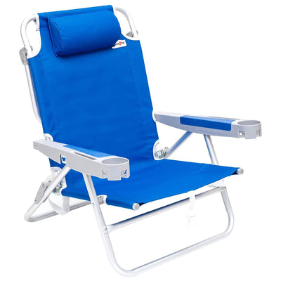 Sunnyfeel Oversized Beach Folding and Reclining Chair w/Armrests, Navy Blue