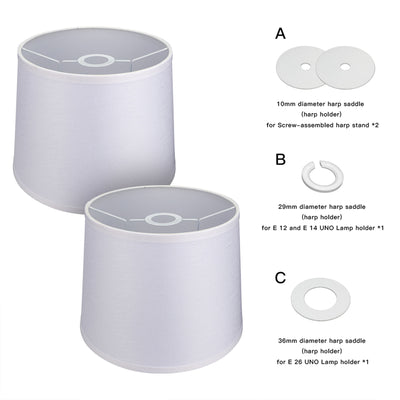 ALUCSET Fabric Drum Lampshades w/ Spider/UNO Dual Installation, Set of 2, White