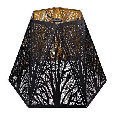 ALUCSET Tree Pattern Multi Sided Lampshade for Table and Floor Lamps, Black/Gold