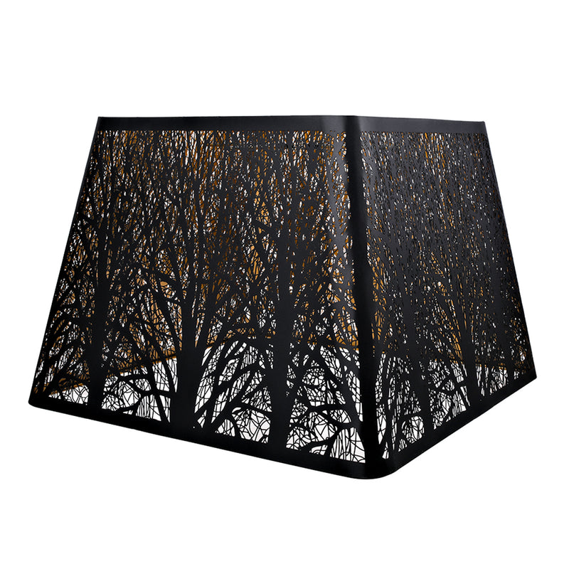 ALUCSET Tree Pattern Metal Square Lampshade for Table & Floor Lamps, Black/Gold