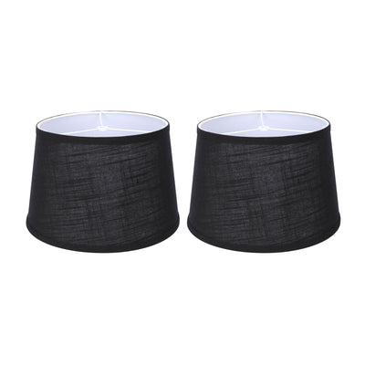 ALUCSET 10x12x8In Linen 2 Tone Drum Lamp Shade, Black & White (2 Pack) (Used)
