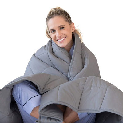 Luna Adult Breathable Cotton Weighted Blanket, 80 x 60 Inch, 25 Lbs, Gray, Queen
