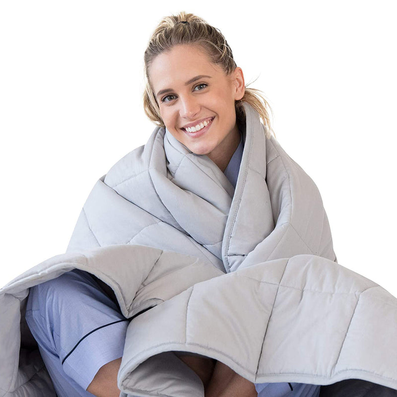 Luna Adult Breathable Cotton Weighted Blanket, 80x60In, Light Gray (Open Box)