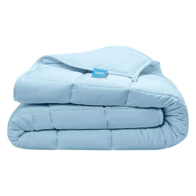 Luna Breathable Cotton Weighted Blanket, 80x60In 25lbs, Light Blue, Queen (Used)