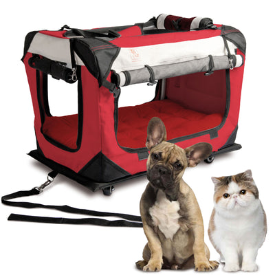PetLuv "Pull-Along" Rolling Cat & Dog Carrier Travel Crate w/ 360 Degree Wheels