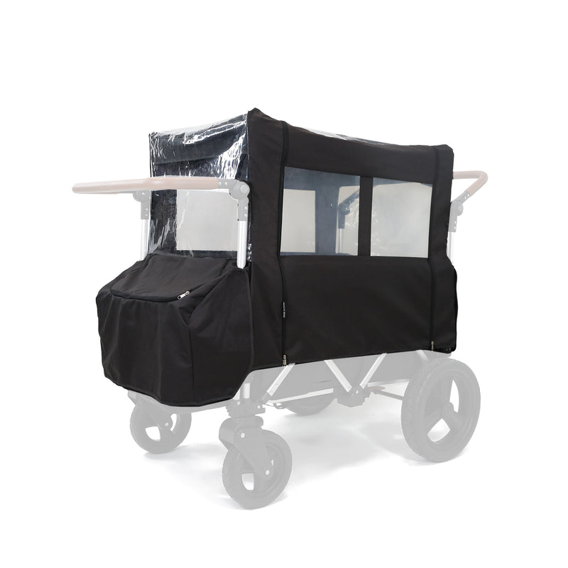 Keenz All Weather Wind Cover with Windows for 7S 4 Rider Wagon Stroller, Black