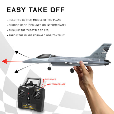 VOLANTEXRC F-16 Raptor Ready To Fly Remote Control Airplane with Gyro Stabilizer