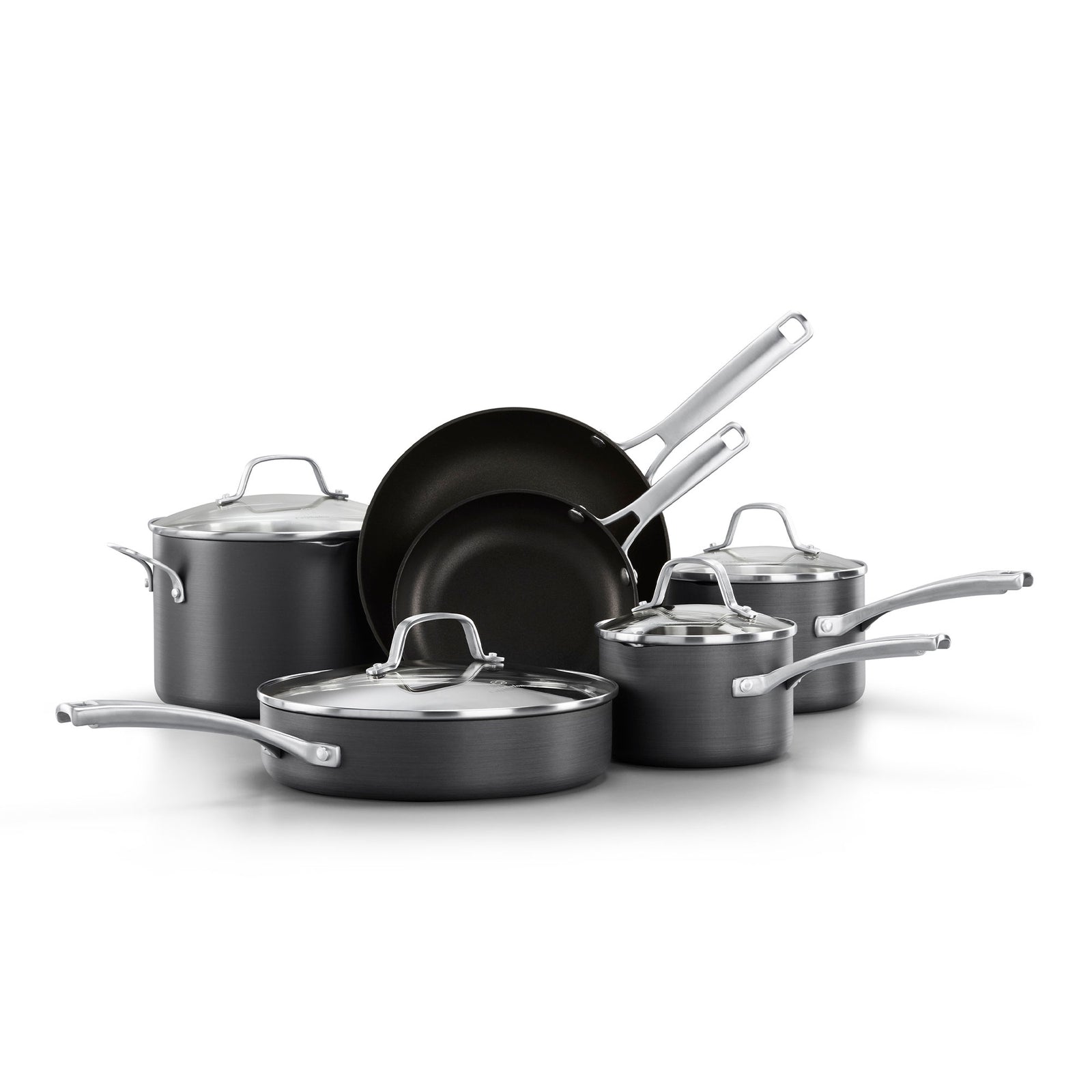 Calphalon 10-Piece Nonstick Kitchen Cookware Set with Stay-Cool Handles, Gray - VMInnovations