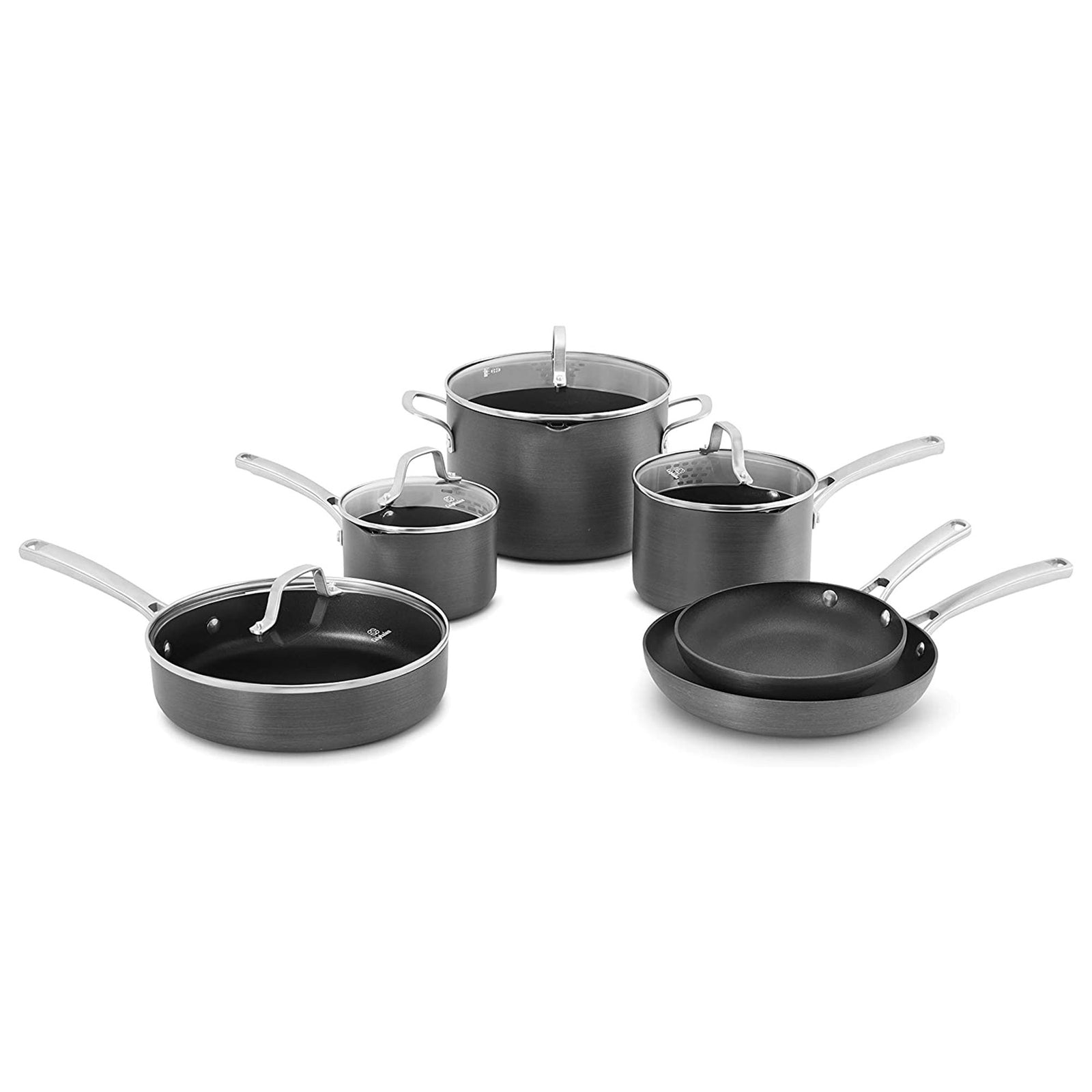 Calphalon 10-Piece Nonstick Kitchen Cookware Set with Stay-Cool Handles, Gray - VMInnovations
