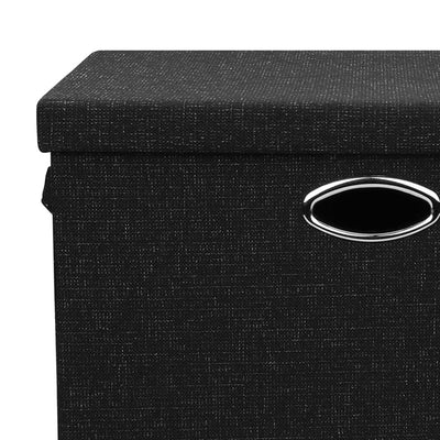 Posprica 17 x 12 Inch Collapsible Fabric Storage Bins with Lids, Black (3 Pack)