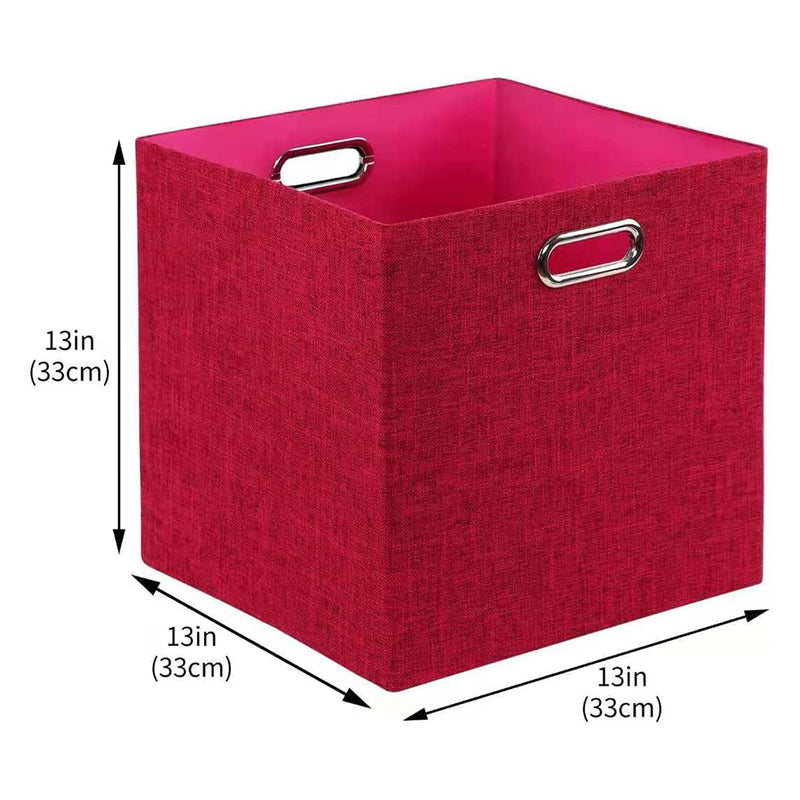 Posprica 13 x 13 Inch Square Collapsible Fabric Storage Cubes, Red (4 Pack)