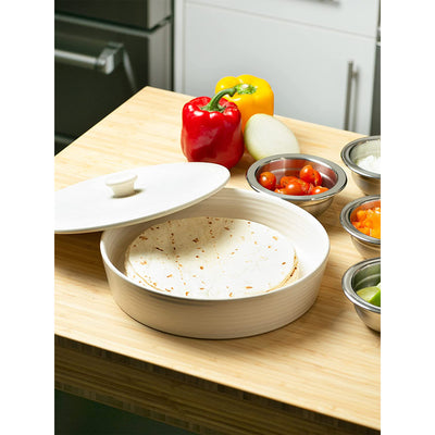 RSVP Microwave Safe Stoneware Tortilla Warmer for up to 24 Tortillas (Open Box)