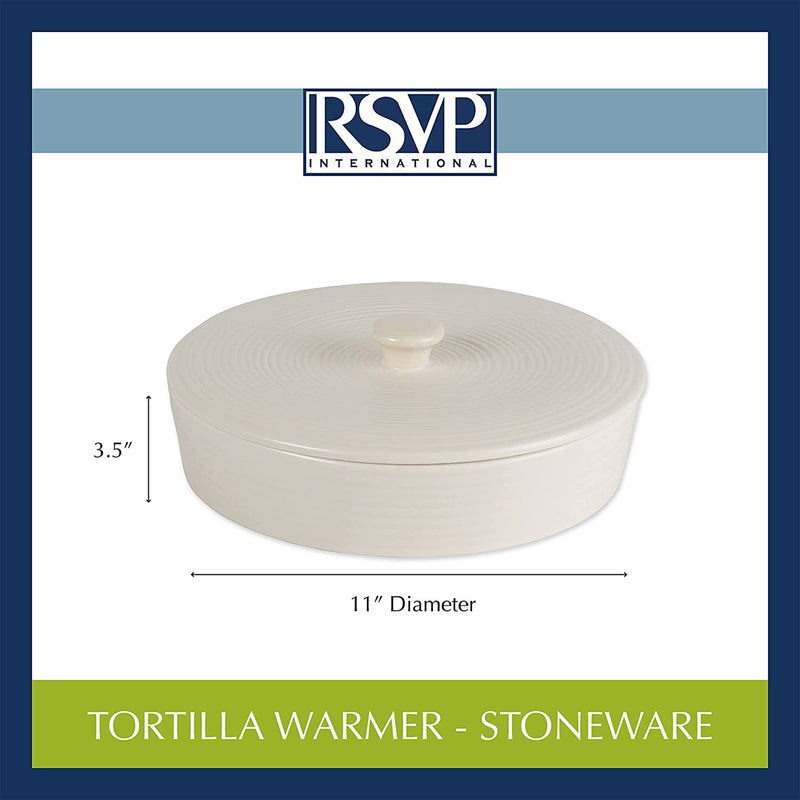 RSVP Microwave Safe Stoneware Tortilla Warmer for up to 24 Tortillas (Open Box)