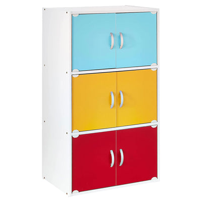 Hodedah 6 Door Enclosed Multipurpose Storage Cabinet for Home & Office, Rainbow