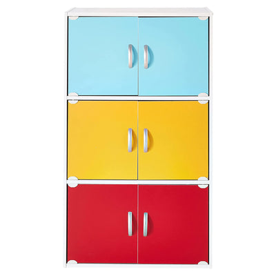 Hodedah 6 Door Enclosed Multipurpose Storage Cabinet for Home & Office, Rainbow