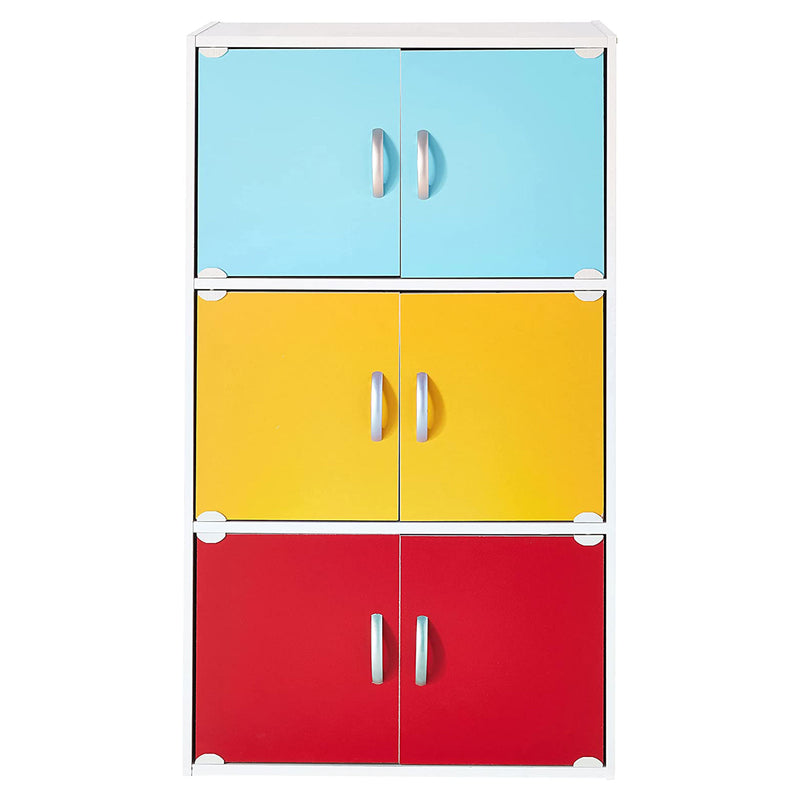 Hodedah 6 Door Enclosed Multipurpose Storage Cabinet for Home & Office, Rainbow