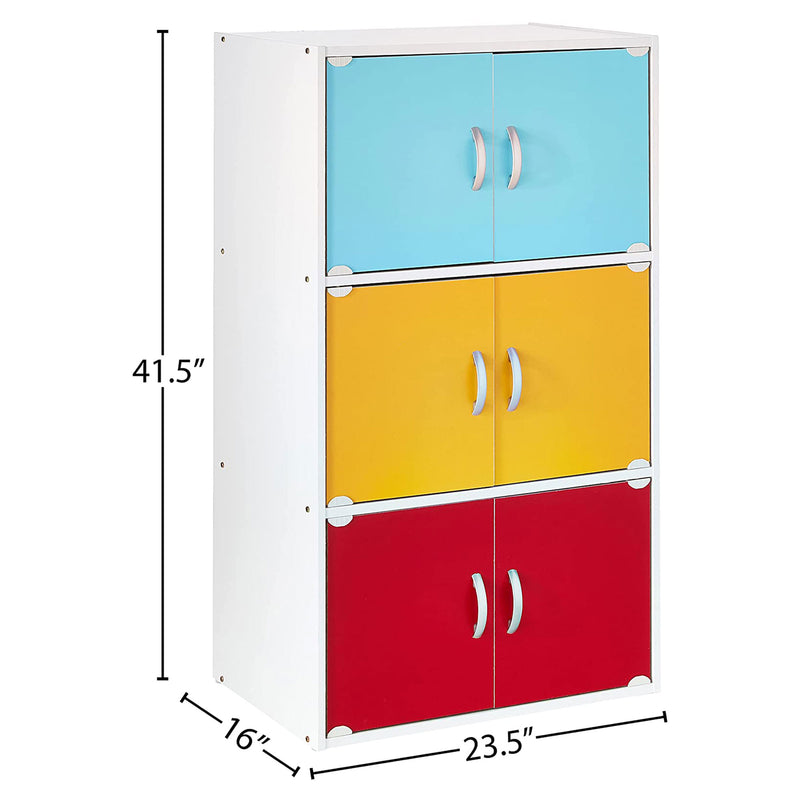 Hodedah 6 Door Enclosed Multipurpose Storage Cabinet for Home & Office, Rainbow