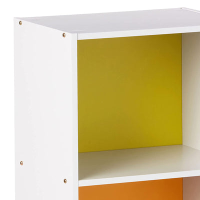 Hodedah Import 12 x 16 x 47 Inch 4 Shelf Bookcase Organizer, White and Rainbow - VMInnovations