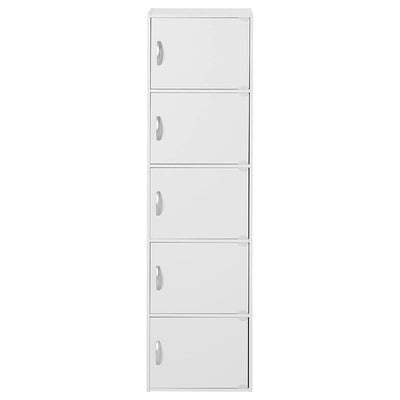 Hodedah 5 Shelf Home & Office Enclosed Storage Cabinet, White (Used)