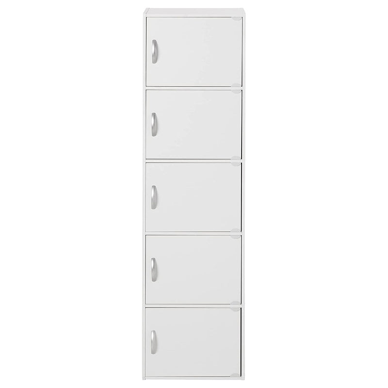 Hodedah 5 Shelf Home & Office Enclosed Storage Cabinet, White (Used)