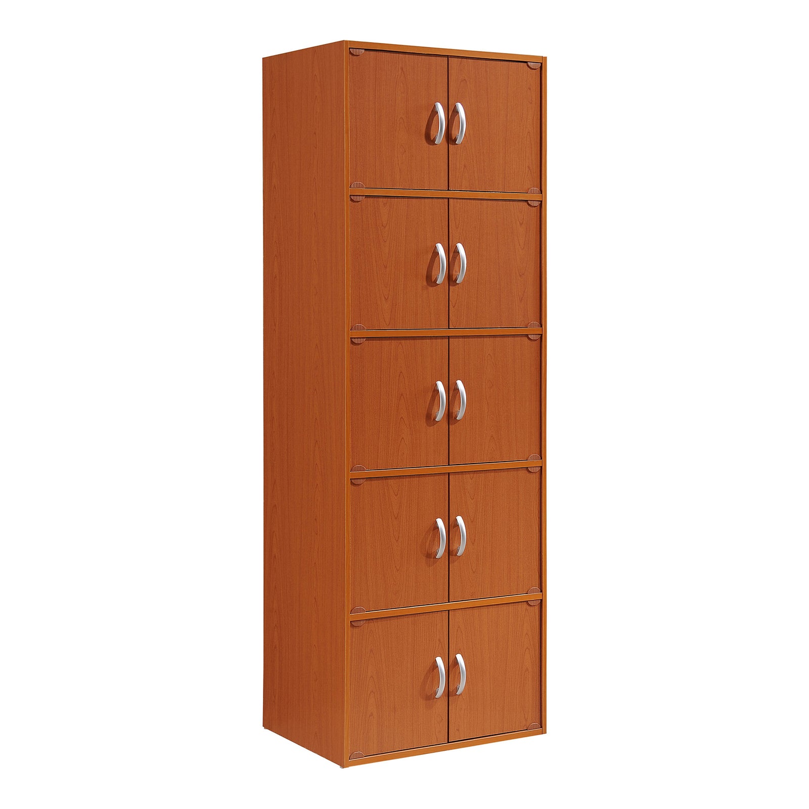 Hodedah 10 Door Enclosed Multipurpose Storage Cabinet for Home/Office, Cherry - VMInnovations