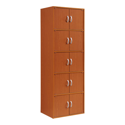 Hodedah 10 Door Enclosed Multipurpose Storage Cabinet for Home/Office, Cherry - VMInnovations