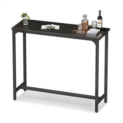 ODK 47 Inch Rectangular Modern Bar Height Pub Dining Table w/ Metal Legs, Black